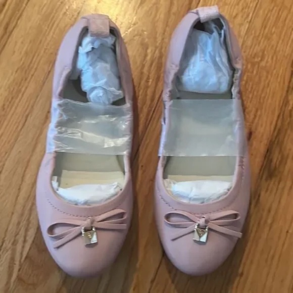 Michael Michael Kors Leather Juliette Bow Ballet Flats Blush Pink Size 6 - Picture 1 of 4